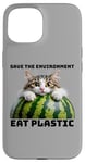 iPhone 15 Save The Environment Eat Plastic Funny Microplastics Cat Case