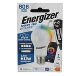 Energizer Smart E27 (ES) GLS-8.5W LED-Colour Changing Bulb Alexa Siri Google