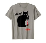 What Murderous Cat Holding Knife Funny Halloween Costume T-Shirt