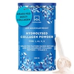 Collagen Powder + Vitamin C -300g- Grass Fed Bovine Collagen Powder - Multi Collagen Protein - Type 1, 3, 5 & 10 Collagen Peptides-Unflavored Hydrolysed Collagen Powder for Women & Men -17 Amino Acids