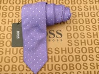 HUGO BOSS Silk Tie Mens Sumptuous Woven Purple Standard Long Ties BNWT R£75