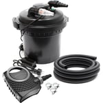 SunSun Kit complet: CPF-280 Filtre de bassin à pression jusqu’à 8000 L avec 11 Watt lampe uv, NEO3800 SuperEco pompe 3600l/h 20W, 5m Tuyau 38 mm (1