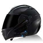 Bluetooth Casques Moto intégrés,Anti-Glare Full Face Modulable Double visières modulaire vélo Casques Motorcross Intercom Casque ECE Homologué S,XL
