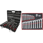 KS TOOLS Coffret de douille 1/4 3/8 1/2-179 pcs & Kraftmann 1198 | Jeu de clés mixtes | 6-32 mm | 25 pièces