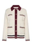 GANT Contrast Cable Knit Cardigan Vit