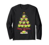 Tennis Sports Xmas Lighting Santa Tennis Ball Christmas Tree Long Sleeve T-Shirt