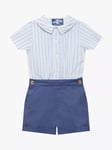 Trotters Baby The Rupert Shirt & Shorts Set, Navy/Pale Blue