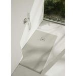 Receveur de douche en acrylique gris ciment structure en pierre rectangulaire + siphon extraplat viega tytanit 90 x 80 - gris