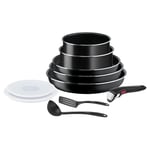 Tefal Ingenio Batterie de cuisine 10 pièces, Poêles, Casseroles, Couvercles, Poignée, Non induction, Revêtement antiadhésif, Empilable, Compatible lave-vaisselle, Fabriqué en France, Easy On L1599902