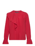 Crepe Light Asymm Frill Shirt Tops Blouses Long-sleeved Red French Connection