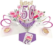 Second Nature Pop Up - 50th Birthday Flowers Greeting Card - POP191