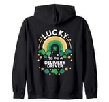 St Patrick's Day Lucky Delivery Driver Job Shamrocks Irish Zip Hoodie