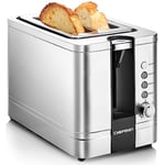 Chefman Grille-pain en acier inoxydable avec 7 réglages de bronzage, fentes extra larges pour bagels, fonctions de décongélation/réchauffement/arrêt, tiroir à miettes amovible, 925 W, 240 V, argent