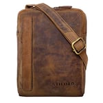 STILORD 'John' Vintage Sacoche Petite Cuir Homme Sac à Bandoulière pour Tablette PC 8.4 Pouces Sac à l'Épaule Cuir Véritable, Couleur:Marron Moyen