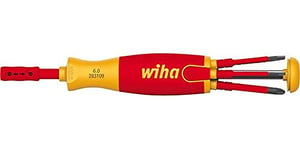 Wiha 41157 Screwdriver with Magazine bit Holder 6 SlimBits, Red/Yellow