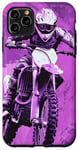 Coque pour iPhone 11 Pro Max Violet Pop Art Imprimé Animal Drapeau US Dirt Bike Moto