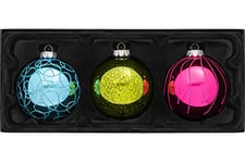 WeRChristmas Boules de Noël Traditionnelles en Verre, Multicolores, 11 cm