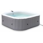 Sweeek - Spa gonflable carré mspa - Fjord 6 - 6 places - Anthracite - Système anti-gel - Désinfection uvc - Bâche - 185cm - pvc - Pompe - Chauffage