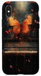 Coque pour iPhone X/XS Musique Piano Papillon Design Amateur De Piano Musicien