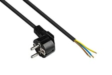 Good Connections Câble d'alimentation P0185-S020-2 m - Fiche Type E+F (CEE 7/7, coudé) aux extrémités dénudées - 0,75 mm² - Noir