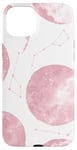 Coque pour iPhone 15 Plus Pink Moon Phase Pattern With Star Constellation For Girls