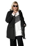 Sara Lindholm Femme Grandes Tailles Parka à Capuche avec revêtement Téflon et Manches Longues Noir 44 200051100-42