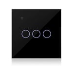 KETOTEK Interrupteur Connecté WIFI Noir 3 Gang 1 Voies Compatible avec Alexa, Interrupteur Tactile WiFi Contrôle de Tuya/Smart Life APP, Neutre/sans Neutre Disponible