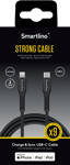 Smartline Slitstark Laddningskabel 2m USB-C till Lightning, svart