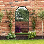 MirrorOutlet The Arcus - Black Framed Modern Full Length Arched Garden Wall Mirror 71" X 35" (180CM X 90CM) Silver Mirror Glass with Black All weather Backing.