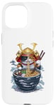 Coque pour iPhone 15 Chat Samouraï mangeant des ramen Anime