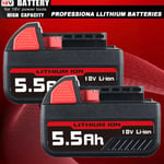 2X For Milwaukee M18B7 Red M18 18V Lithium 5.5Ah Battery 48-11-1860 48-11-1850