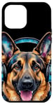 Coque pour iPhone 15 Plus Berger Allemand Écouteurs Chien Alsacien Animaux Imprimé