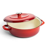 Merten & Storck Cocotte Ronde Basse de 26cm/3.8 Litres, Rouge Lave