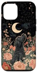 iPhone 12/12 Pro Miniature Schnauzer Moon Flowers Cottagecore Dog Mom Case