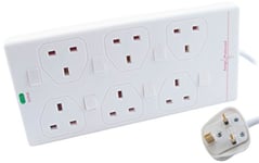 Pro Elec 2816NS(1N) 5 m 5 m 6 Way Individually Switched Surge Protected Extension Lead, White