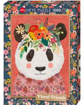 Pussel - Art Floral Friends: Gosig Panda 1000 Bitar