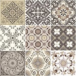 (9 pièces) Stickers Carrelage Adhésif 10x10 cm - Sticker Autocollant Carreaux de ciment – Décoration Murale Stickers Carrelage pour Salle de Bain et Cuisine - Carreaux de ciment adhésif mural