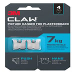 3M Claw Plasterboard Picture Hanging Wall Hooks Holds 7kg Pack of 4 Hangers