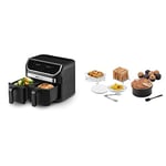 Ufesa Thunder Friteuse à air sans huile Airfryer Avec 2 paniers (4,5L + 4,5L), 11 Programmes,1700W, Côntrole Digital,Minuterie+Ufesa Pack 7 accessoires pour friteuse à air sans huile,a partir de 3,5L