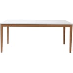 Table à manger scandinave extensible blanche pieds bois rectangulaire L180-260 cm delah - Bois clair / blanc