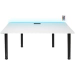 Syberdesk - Bureau Gaming pour les Gamers Blanc - Gaming Desk 132 x 65 cm Ordinateur Bureau de Jeu avec led pour Les Joueurs - Bureau a Domicile