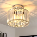 ANWIO Plafonnier Argenté en Cristal Industriel, Luminaire E27 Lustre Suspension Design Métal Ø230mm,Eclairage Plafond Moderne pour Couloir, Salon, Salle à Manger, Cuisine