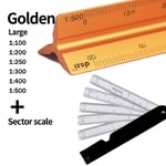 DEZI-Règle d'échelle triangulaire en alliage,outil de mesure de proximité précis,règle droite en métal et plastique,architecte,1: 1-1: 500,30cm - Type Gold-2pc Large Fan