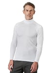 LAPASA Haut Thermique Col Roulé Homme Maillot de Corps à Manches Longues sous-Vêtements Automne-Hiver Chaud M122 Fin, Blanc, L