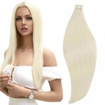 RUNATURE Extension Blond Platine Adhesive Extension Cheveux Naturel Adhesif Invisible Tape in Cheveux Humain Extension Adhesive Naturel Blond 12 Pouces/30cm 20 Pièces/30g #60