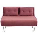 Canapé Banquette Convertible Rose en Velours 2 Places Lit d'Appoint avec Pieds