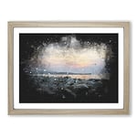 A Pebble Beach Paint Splash Modern Art Framed Wall Art Print, Ready to Hang Picture for Living Room Bedroom Home Office Décor, Oak A2 (64 x 46 cm)