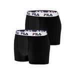 FILA Caleçon Homme Coton, Boxer Homme, Ultra-doux, Hypoallergénique (Lot de 2), Noir, 2XL