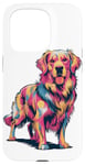 iPhone 15 Pro Cute Colorful Golden Retriever Dog Art for Pet Lovers Case