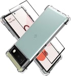 For Google Pixel 6a 5G Case Clear Shockproof Cover & Glass Screen Protector